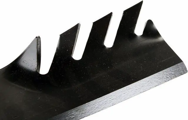 Alt view image 5 of 7 - USA Mower Blades (9) CMB185BP Toothed Extra High Lift Blade Fits Bobcat® 11211102 272254302 32022A WM132022 Length 18 in. Width 3 in. Thickness .250 in. Center Hole 5/8 in. 36 in. and 52 in. Deck