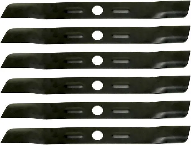 Main image of 6 USA Mower Blades BD18BP Low Lift Mulching Blade Replaces Black & Decker 90548199 Length 17 1/2 in. Width 1-3/4 in. Thickness .150 in. Center Hole 1 in.
