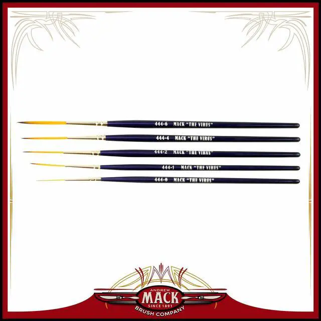 Main image of Set of 5 Size 0-6 Series 444 The Virus Scrolling Script Pinstriping Brush With Specially Blended Golden Taklon