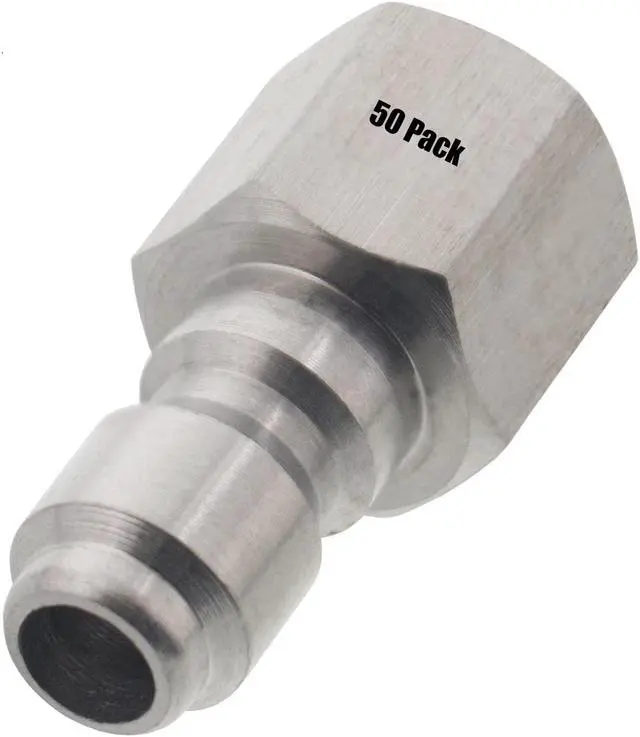 Main image of 50 pack of Erie Tools 1/4in. FPT Female Stainless Steel Plug Quick Connect Coupler 4000 PSI 10 GPM for Pressure Washer Gun Hose Wand Nozzle