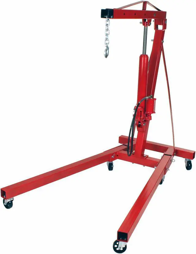 Alt view image 3 of 7 - Dragway Tools 2 Ton Folding Air Hydraulic Engine Hoist Cherry Picker Shop Crane Hoist Lift