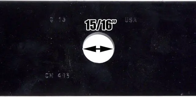Alt view image 7 of 7 - 9 USA Mower Blades CMB483BP Toothed High-Lift fit 103-6383 103-6383-S 103-6393 103-6393-S 103-6398 103-6398-S Length 20-1/2 in. Width 3 in. Thickness .250 in. Center Hole 15/16 in. 60 in. Deck