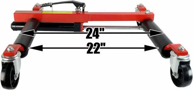 Alt view image 7 of 7 - (4) Dragway Tools® 12 in. 1500 lb.  Hydraulic Wheel Dolly Vehicle Positioning Jacks Lift Hoist