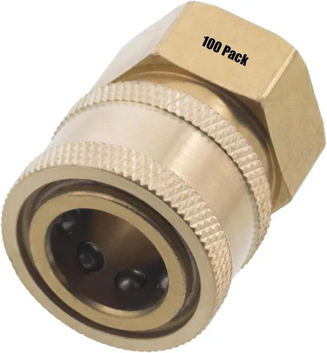 Main image of 100 pack of 3/8in. FPT Female Brass Socket Quick Connect Coupler 4000 PSI 10 GPM for Pressure Washer Nozzle Gun Hose Wand