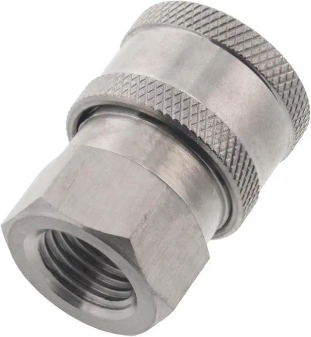 Alt view image 2 of 2 - 40 Erie Tools Pressure Washer 1/4in. Female NPT to Quick Connect Socket Stainless Steel Coupler High Temp 4000 PSI 10.5 GPM