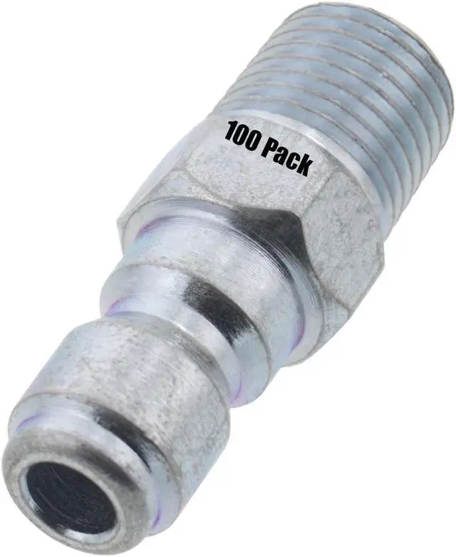 Main image of 100 Erie Tools 1/4in. MPT Male Zinc Plated Steel Plug Quick Connect Coupler 4000 PSI 10 GPM for Pressure Washer Gun Hose Wand Nozzle