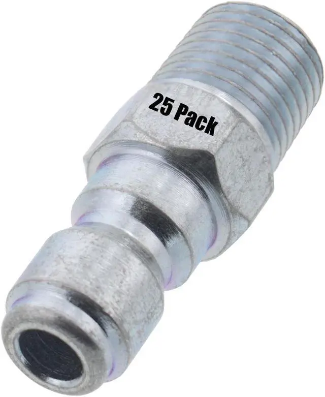 Main image of 25 Erie Tools 1/4in. MPT Male Zinc Plated Steel Plug Quick Connect Coupler 4000 PSI 10 GPM for Pressure Washer Gun Hose Wand Nozzle