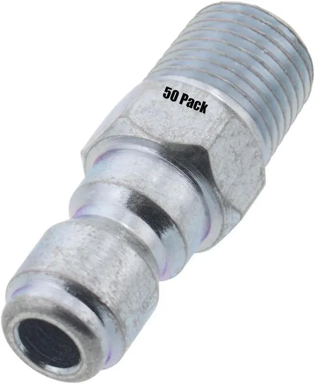 Main image of 50 Erie Tools 1/4in. MPT Male Zinc Plated Steel Plug Quick Connect Coupler 4000 PSI 10 GPM for Pressure Washer Gun Hose Wand Nozzle