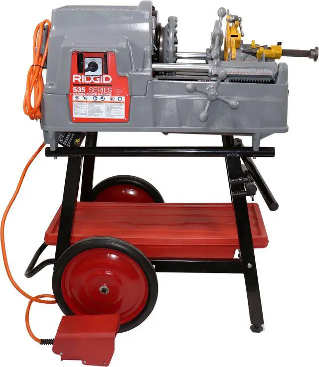 Alt view image 2 of 7 - 535 V3 Power Pipe Threading Machine with Steel Dragon Tools® Universal Cart 811A Die Head 47765 47770 Dies and Dark Thread Cutting Oil