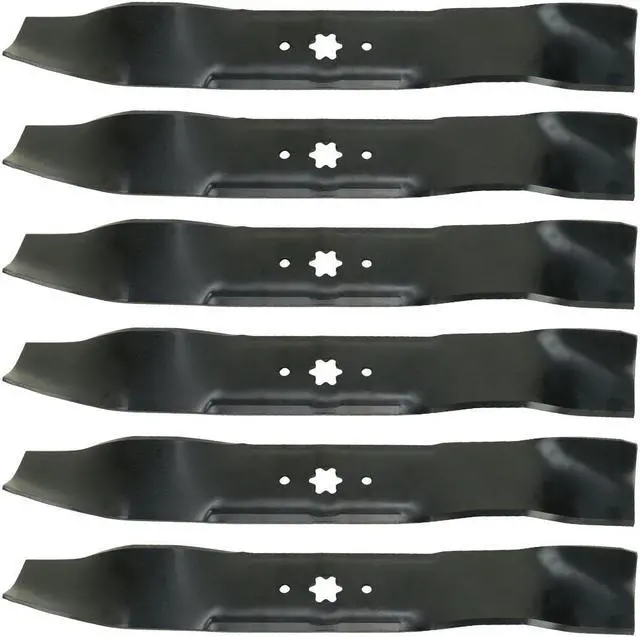 Main image of 6 USA Mower Blades MTD610MBP Extra High-Lift Mulching Blade for MTD 4720610 490-110-M114 7420610 742-0610A Length 19-5/16 in. Width 2-3/4 in. Thickness .150 in. Center Hole 6 Point Star 38 in. Deck