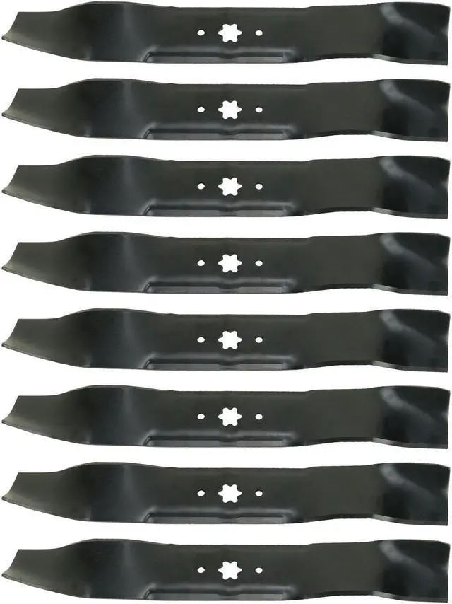 Main image of 8 USA Mower Blades MTD610MBP Extra High-Lift Mulching Blade for MTD 4720610 490-110-M114 7420610 742-0610A Length 19-5/16 in. Width 2-3/4 in. Thickness .150 in. Center Hole 6 Point Star 38 in. Deck
