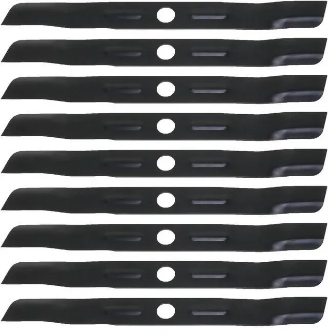 Main image of 9 USA Mower Blades® BD19BP Low Lift Mulching Blade Replaces Black and Decker® 9054143 90541433-01 Length 18 1/2 in. Width 1 3/4 in. Thickness .150 in. Center Hole 1 in.