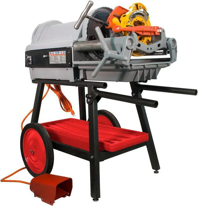 Main image of RIDGID® 1224  Pipe Threading Machine with Steel Dragon Tools® 711 714 Die Heads Set of High Speed Steel Dies & Cart with Oil