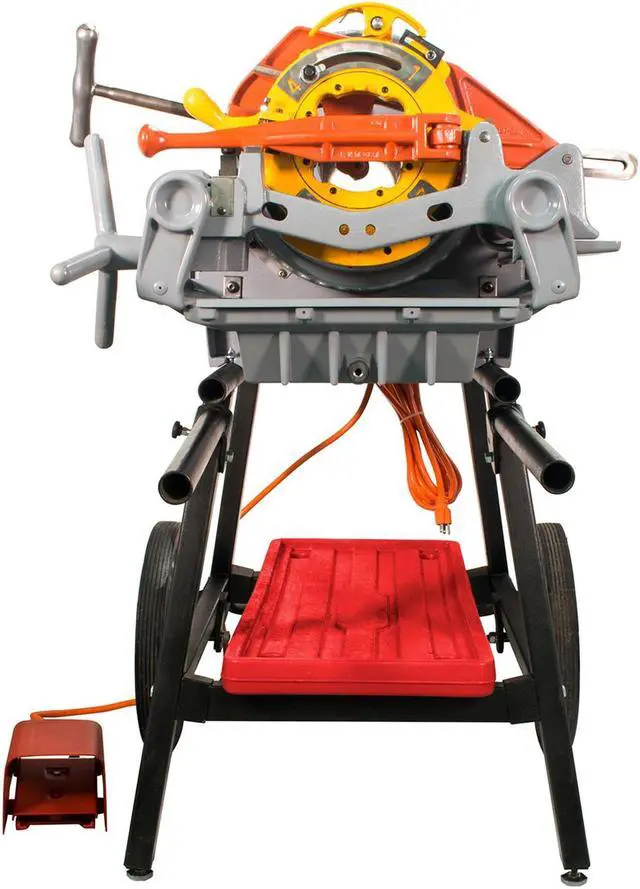 Alt view image 5 of 7 - RIDGID® 1224  Pipe Threading Machine with Steel Dragon Tools® 711 714 Die Heads Set of High Speed Steel Dies & Cart with Oil