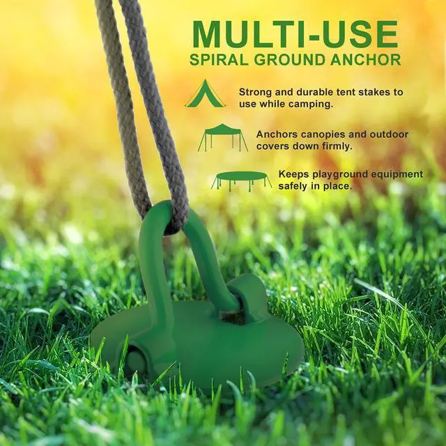 Alt view image 4 of 6 - 7Penn Spiral Ground Anchors - 16 Inch Green Twist Tent Stakes, 4 Pack