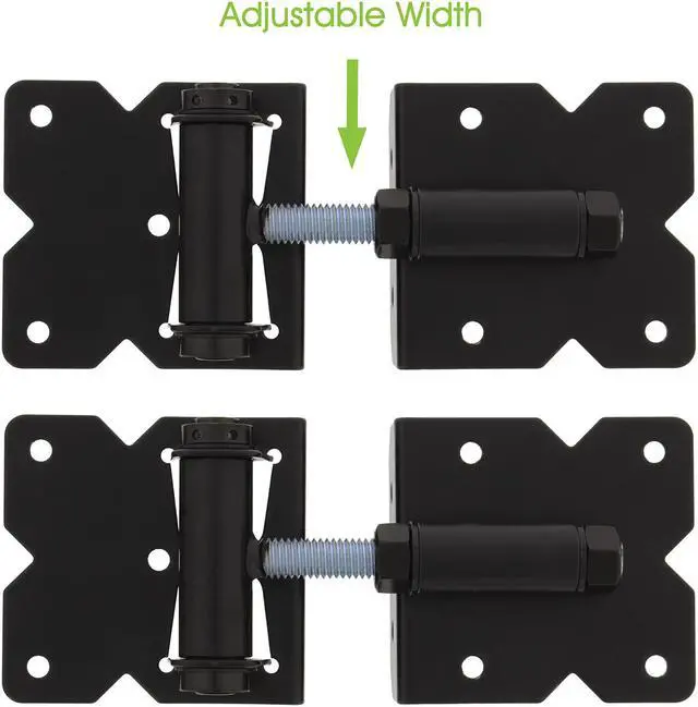 Alt view image 10 of 14 - 7Penn Self-Closing Black Gate Hinge 2-Pack with Screws and Swing Adjuster Tool