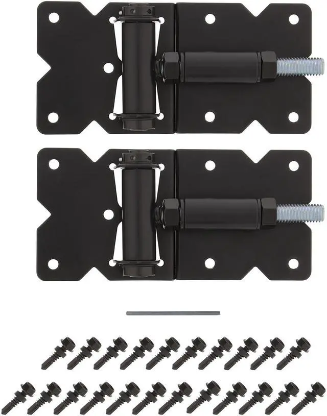 Alt view image 9 of 14 - 7Penn Self-Closing Black Gate Hinge 2-Pack with Screws and Swing Adjuster Tool