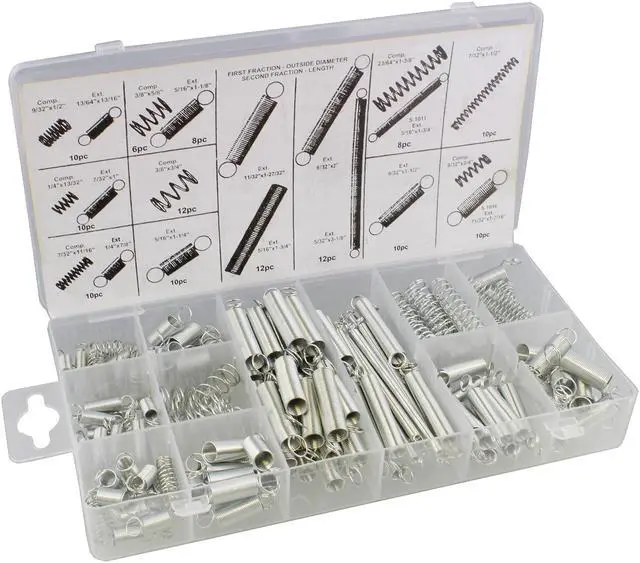 Main image of ABN Compression & Extension Steel Wire Spring 200 pc Assortment Set Springs Kit