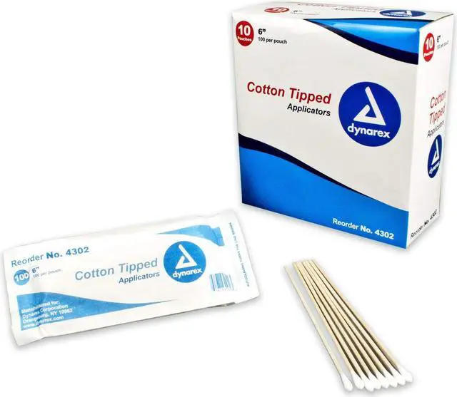 Alt view image 2 of 4 - dynarex cotton tipped wood applicators nonsterile 6", 100 count, pack of 10