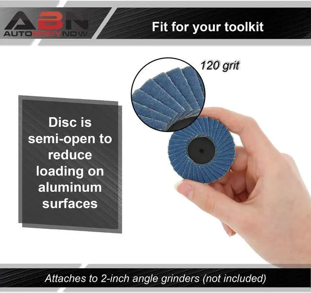 Alt view image 5 of 7 - ABN 2” 120 Grit Zirconia Alumina Flat Flap Disc Roloc Lock Grinding Wheels 10 PK