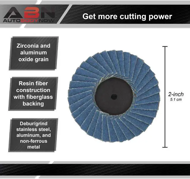 Alt view image 4 of 7 - ABN 2” 120 Grit Zirconia Alumina Flat Flap Disc Roloc Lock Grinding Wheels 10 PK