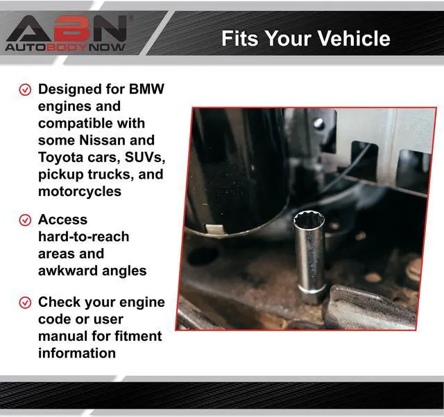 Alt view image 5 of 7 - ABN Spark Plug Socket – Thin Wall 14mm 12-Point 3/8" Inch Drive for BMW
