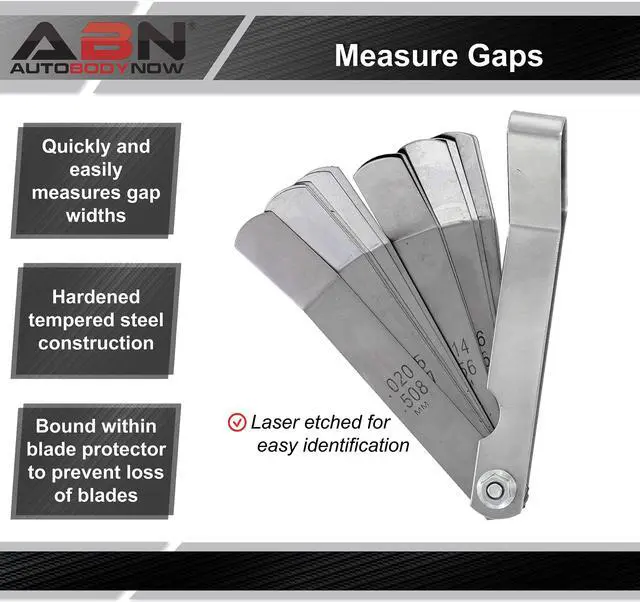 Alt view image 8 of 11 - ABN® Universal SAE & Metric Offset Valve Feeler Thickness Gauge 16pc Blade Tool
