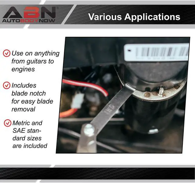 Alt view image 9 of 11 - ABN® Universal SAE & Metric Offset Valve Feeler Thickness Gauge 16pc Blade Tool