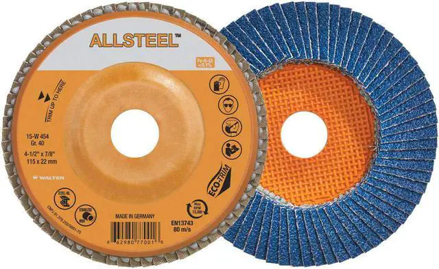Main image of WALTER 15W712 Flap Disc Pack of 10, 120 Grit, 7in Disc for Deburring, Blending