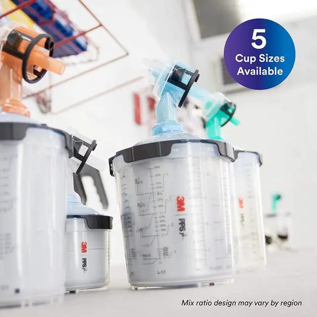 Alt view image 7 of 11 - 3M Spray Gun Cup, Lids/Liners, 1 Paint Cup, 50 Lids and Liners, 32 Sealing Plugs