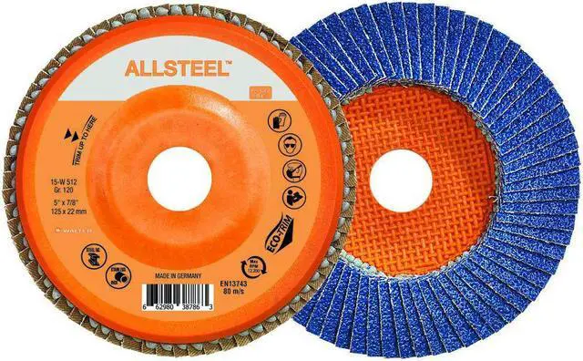 Alt view image 2 of 3 - walter 15w512 flexsteel flap disc pack of 10  120 grit, 5 in. grinding disc for angle grinders. abrasive grinding supplies