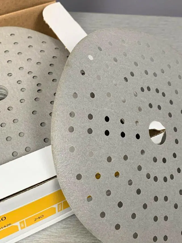 Alt view image 3 of 4 - Mirka 24-6MH-240 Iridium 6 Grip Sanding Discs Multi Hole 240 grit 50/box