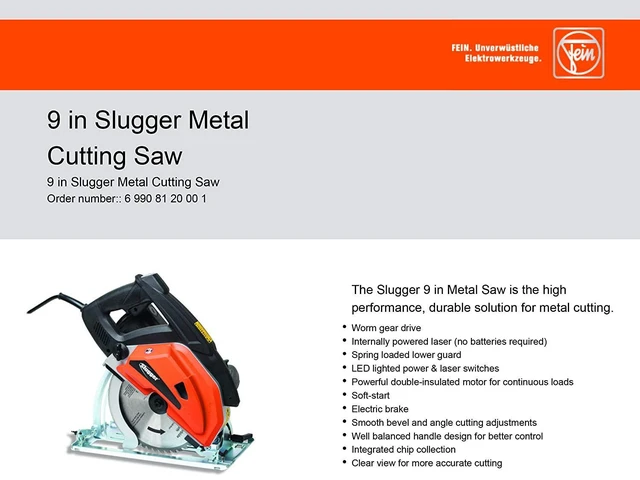 Alt view image 4 of 6 - Slugger by FEIN Metal Saw 9in 1800W