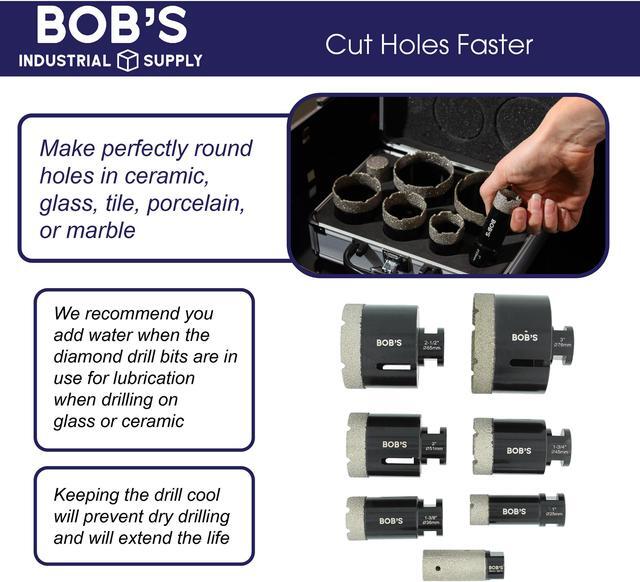 Alt view image 3 of 6 - BISupply Ceramic Bit Set - 7pc Steel Vacuum Brazed Diamond Bit Hole Saw Kit