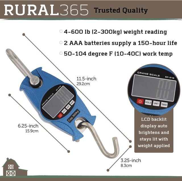 Rural365 | Digital Hanging Scale Crane Scale 660 lb (300kg) Weight Cap