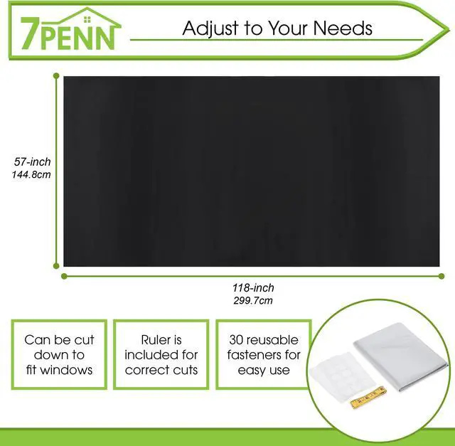 Alt view image 2 of 7 - 7Penn Temporary Blackout Shades - 57 x 118in Window Black Out Curtain Blinds