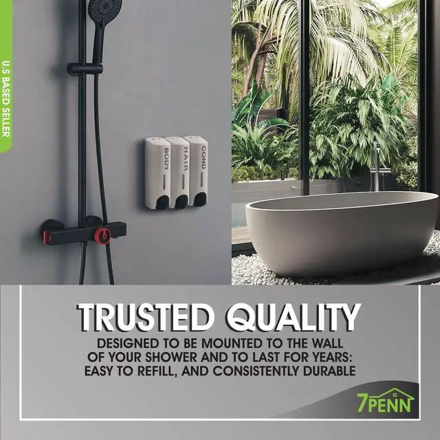 Alt view image 3 of 7 - 7Penn 3 Chamber Shower Dispensers - Soap and Shampoo Dispenser for Shower
