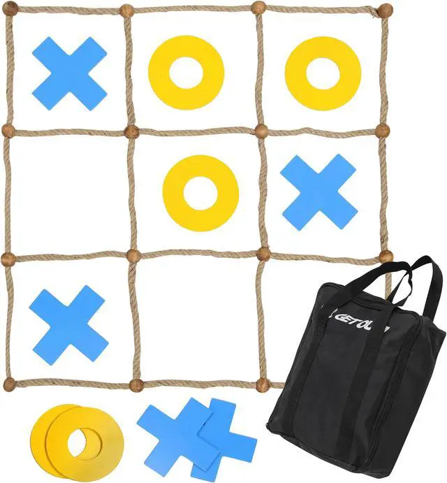 Main image of Get Out! Jumbo Tic Tac Toe Game Backyard Games Set - Giant Wooden Outdoor Toss