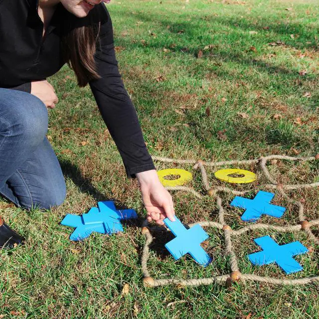 Alt view image 4 of 7 - Get Out! Jumbo Tic Tac Toe Game Backyard Games Set - Giant Wooden Outdoor Toss