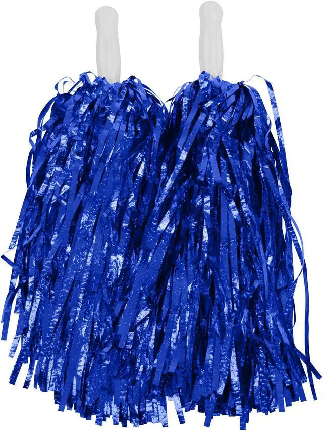 Alt view image 7 of 7 - 7Penn Cheerleader Pom - 12 Pair Blue Metallic Cheer Dance Pom Shakers Bulk Set