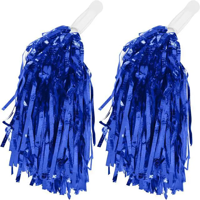 Alt view image 5 of 7 - 7Penn Cheerleader Pom - 12 Pair Blue Metallic Cheer Dance Pom Shakers Bulk Set