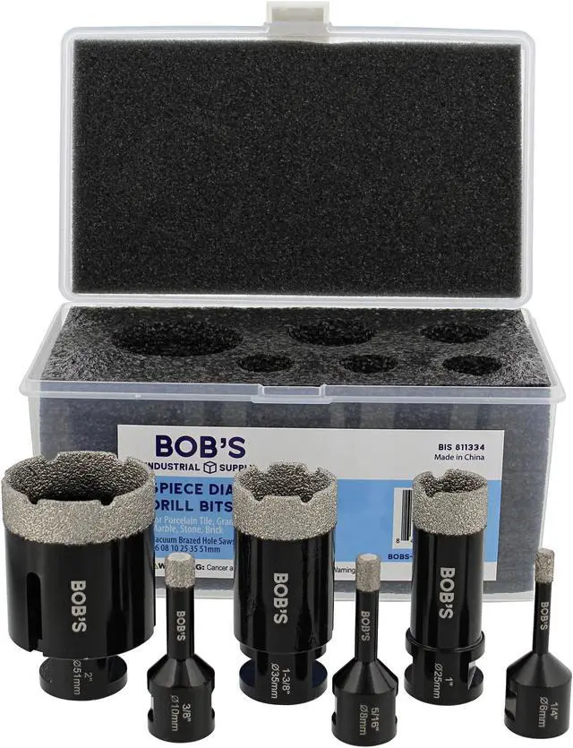 Alt view image 7 of 7 - BISupply Diamond Hole Saw Drill Bit Set - 6pc Diamond Drill Bits for Porcelain glass, mirror, tile, ceramic, concrete, cement, stone, marble, and masonry