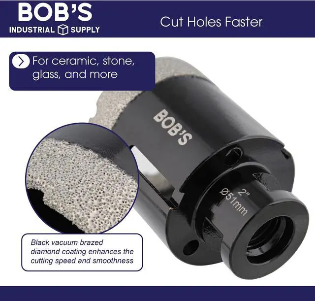 Alt view image 3 of 7 - BISupply Diamond Hole Saw Drill Bit Set - 6pc Diamond Drill Bits for Porcelain glass, mirror, tile, ceramic, concrete, cement, stone, marble, and masonry