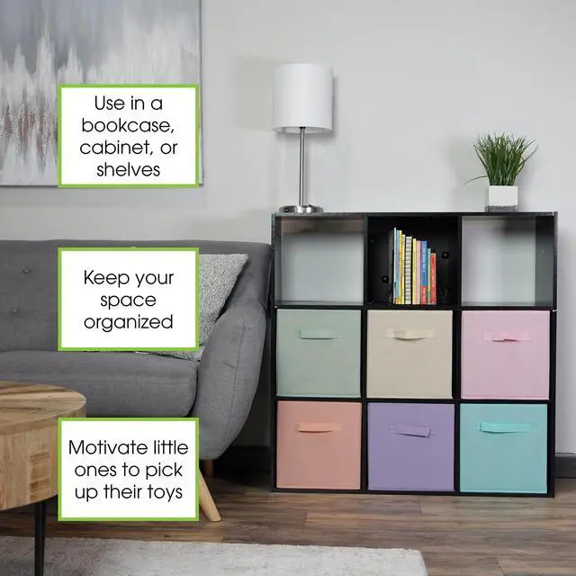 Alt view image 5 of 7 - 7Penn 6pk Pastel 10in Square Collapsible Fabric Storage Cubes Organizer Bins