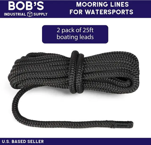 Alt view image 2 of 7 - BISupply 1/2in Marine Ropes Dock Line 2 Pack - 25ft Boat Mooring Lines
