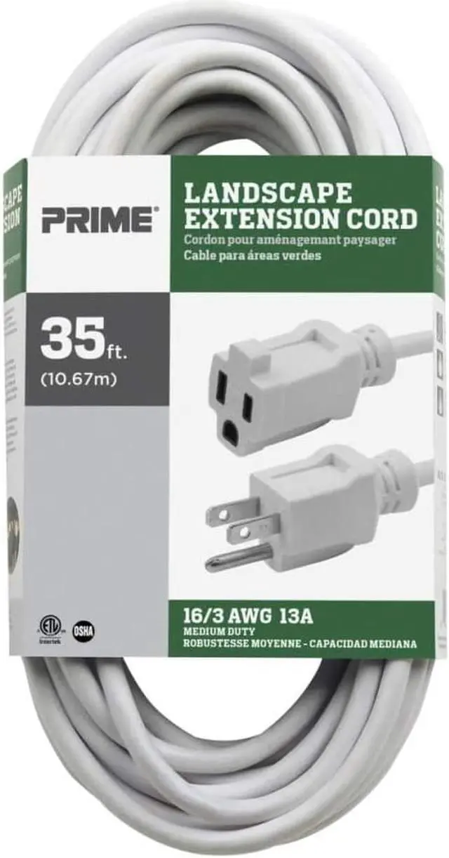 Alt view image 4 of 6 - prime wire & cable ec883627 16/3 sjtw landscape extension cord, 35 feet (white), 1 pack
