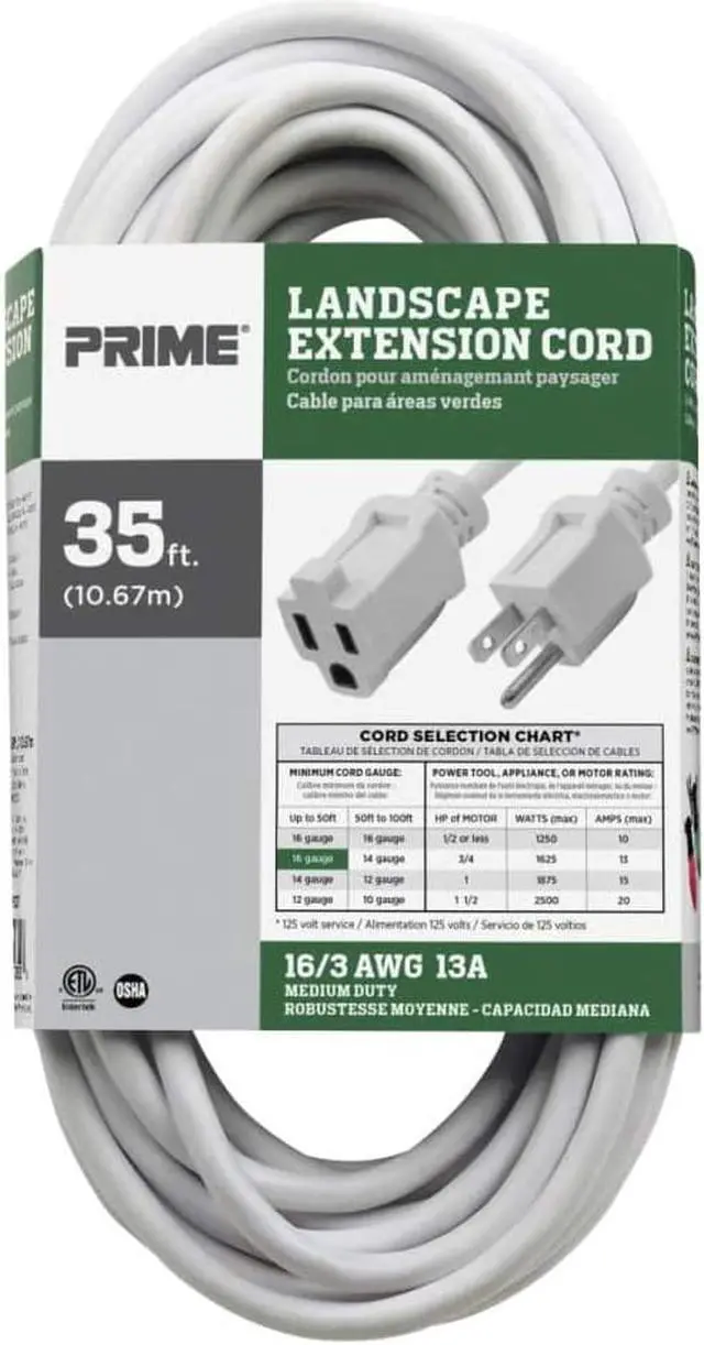 Alt view image 5 of 6 - prime wire & cable ec883627 16/3 sjtw landscape extension cord, 35 feet (white), 1 pack