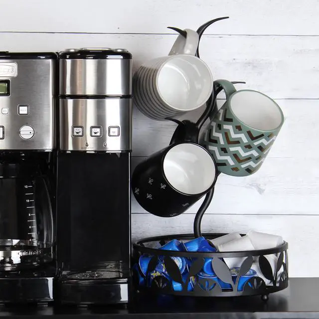 Alt view image 6 of 7 - 7Penn 4 Hook Countertop Coffee Mug Holder Tree and Coffee Pod Organizer Basket