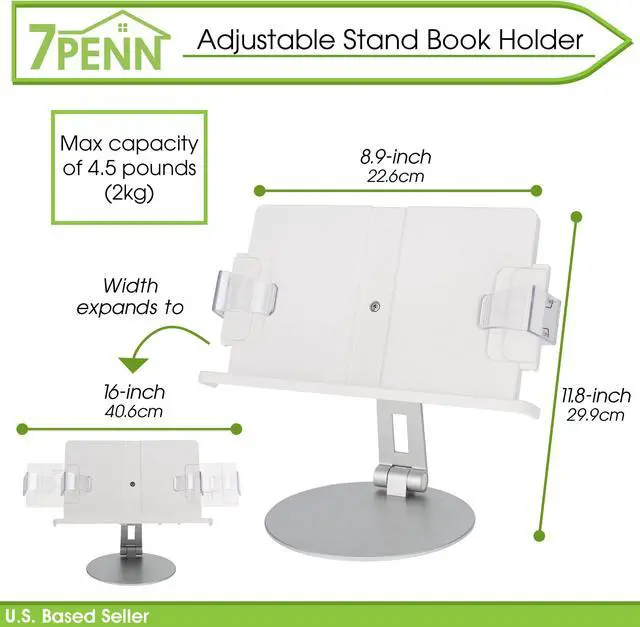 Alt view image 2 of 7 - 7Penn 360 Rotating Book Stand for Reading - Adjustable Reading Stand Book Holder