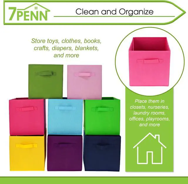 Alt view image 3 of 7 - 7Penn Basket Cube Storage - 8pc Colorful Basket Organization Bins with Handle